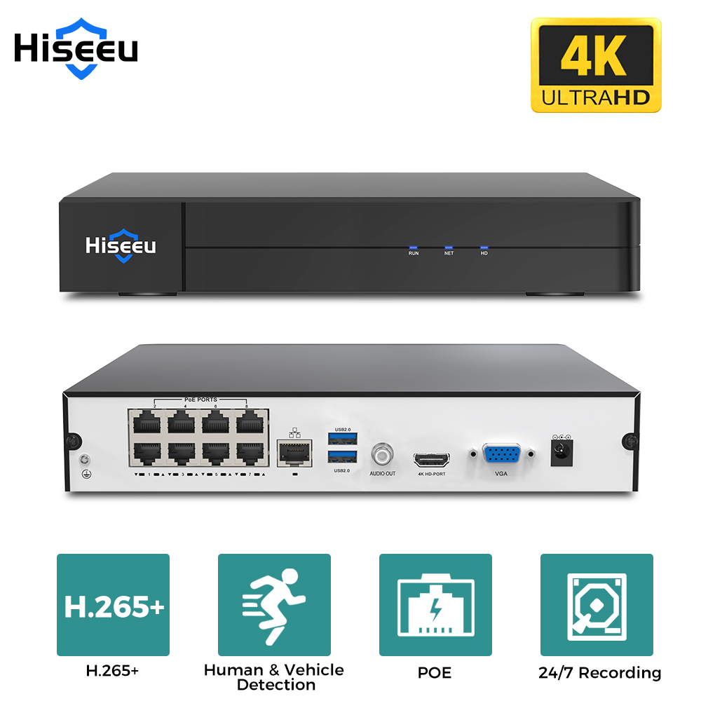 Home Security Camera - Hiseeu 8CH 4K PoE NVR Network