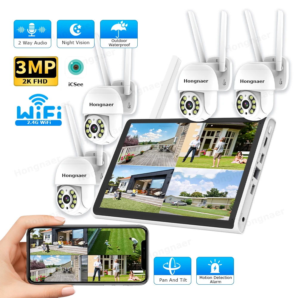 Home Security Camera - 2026 Hongnaer 3MP 4 Channel WiFi