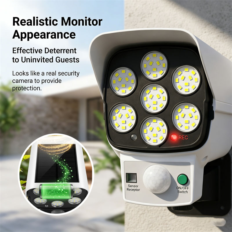 Home Security Panel - Solar Powered Dummy Security Camera with